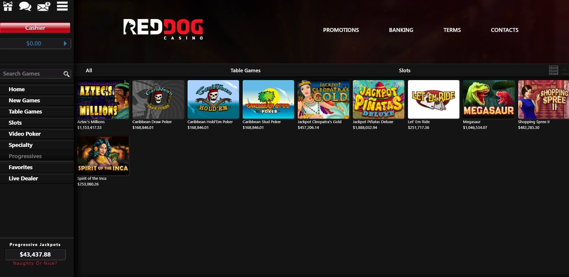 Red Dog Casino Progressive Games