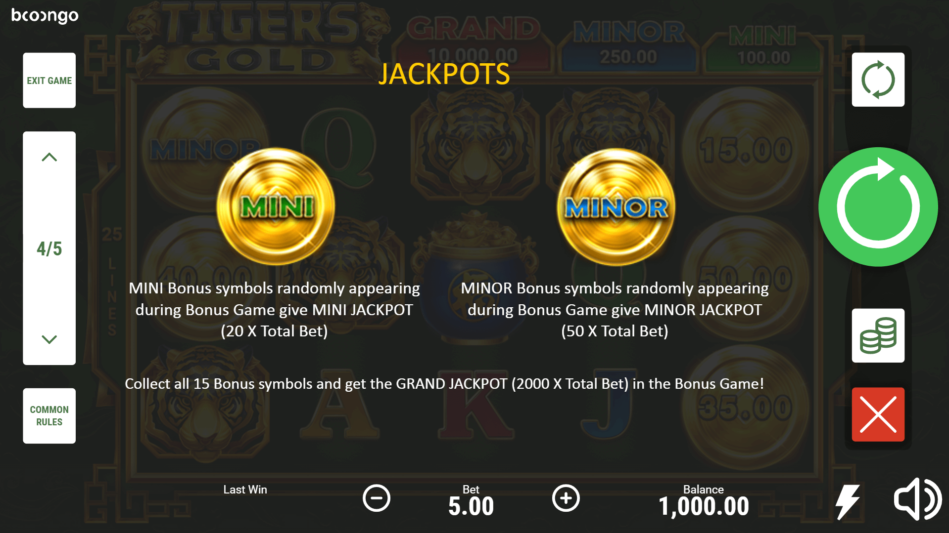tigers gold hold and win slot machine detail image 2