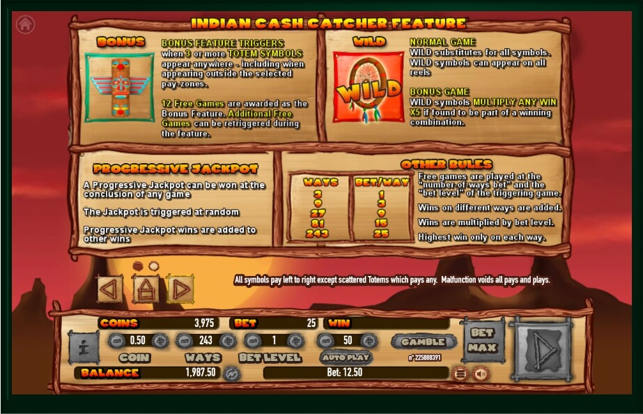 indian cash catcher slot machine detail image 0
