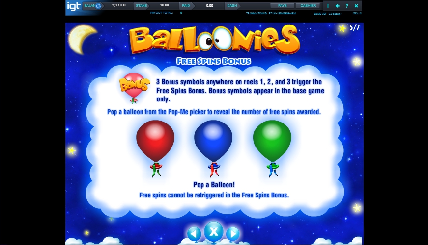 balloonies slot machine detail image 2