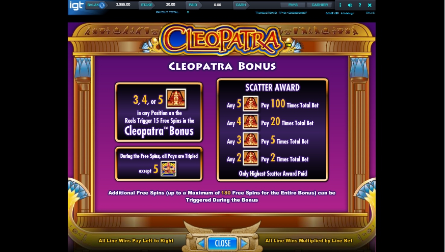 cleopatra megajackpots slot machine detail image 2
