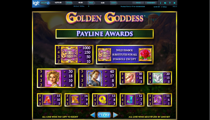 golden goddess mega jackpots slot machine detail image 4