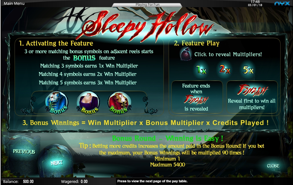 sleepy hollow slot machine detail image 0