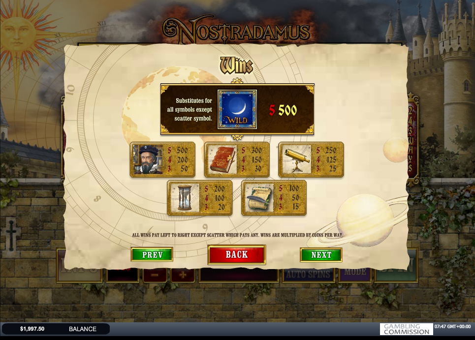 nostradamus prophecy slot machine detail image 4