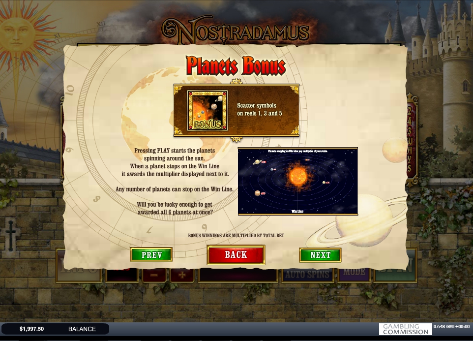 nostradamus prophecy slot machine detail image 2