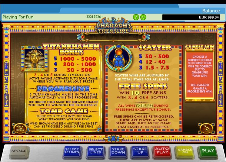 pharaohs treasure slot machine detail image 1