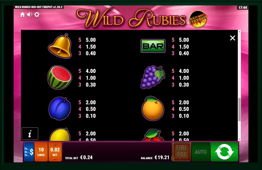 wild rubies red hot firepot slot machine detail image 1