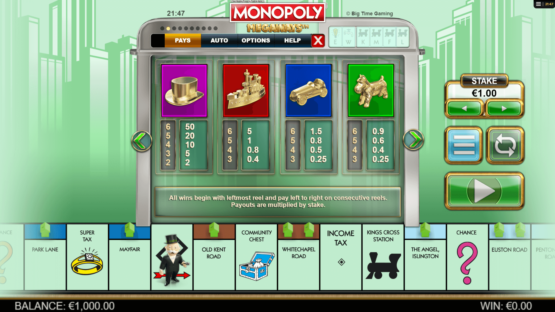 monopoly megaways slot machine detail image 2
