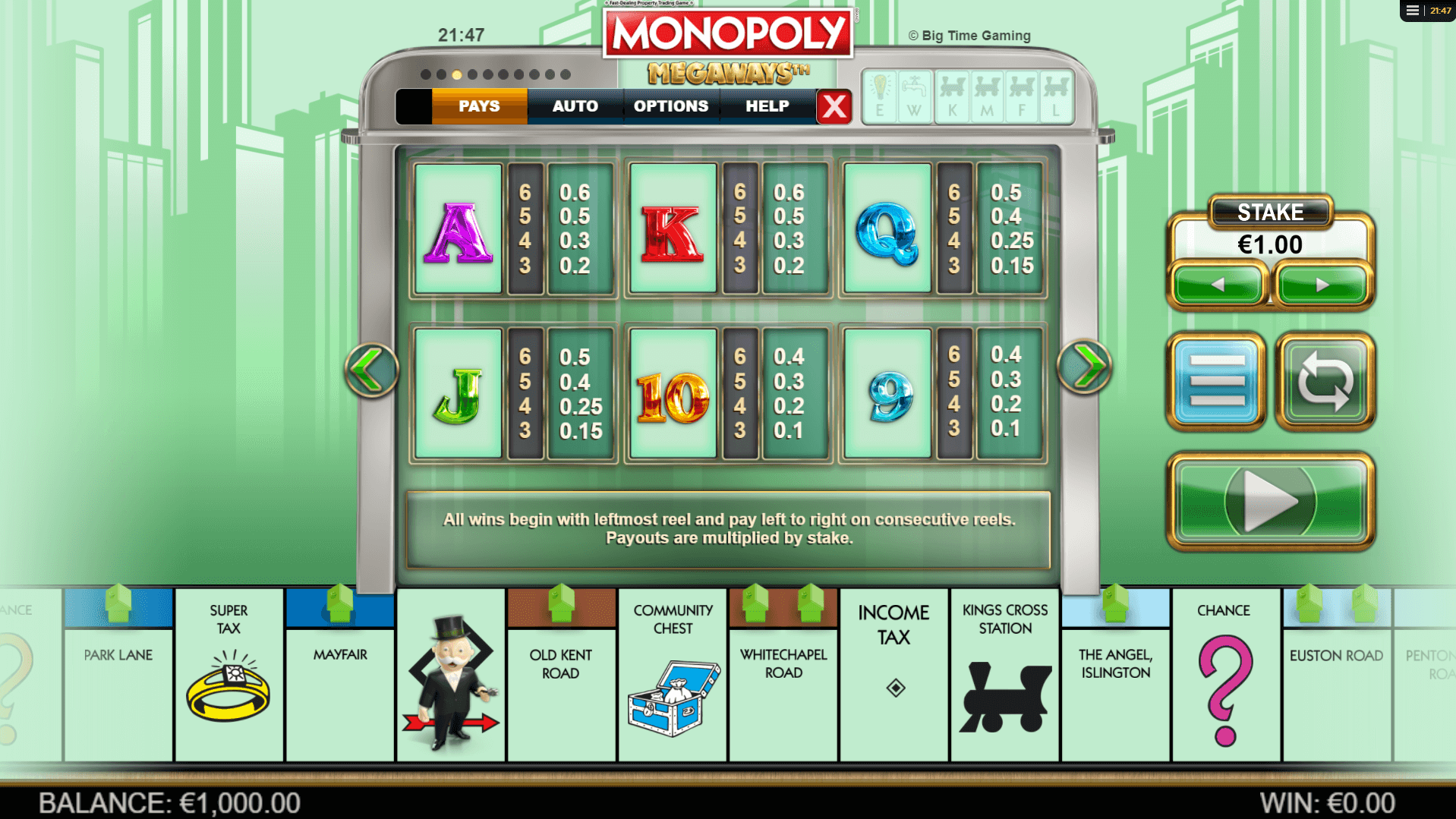 monopoly megaways slot machine detail image 3