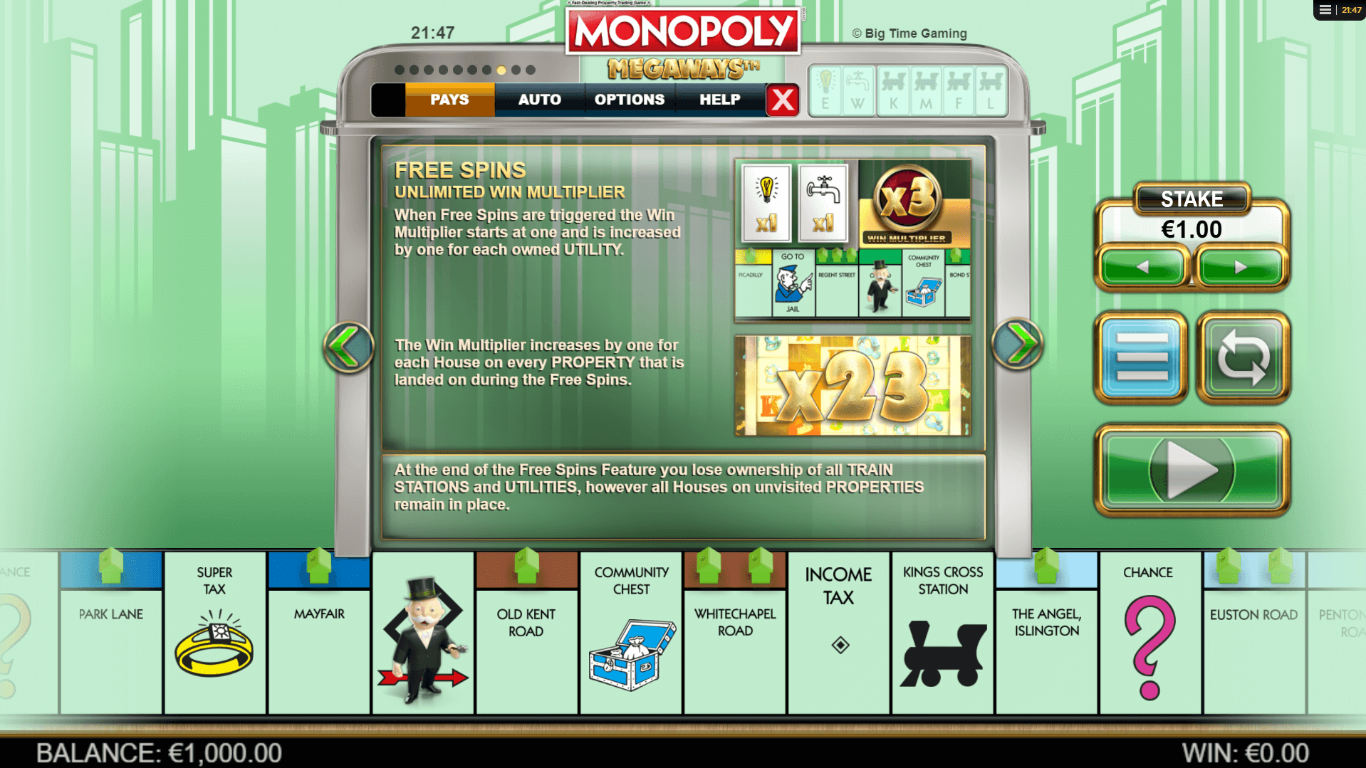 monopoly megaways slot machine detail image 0