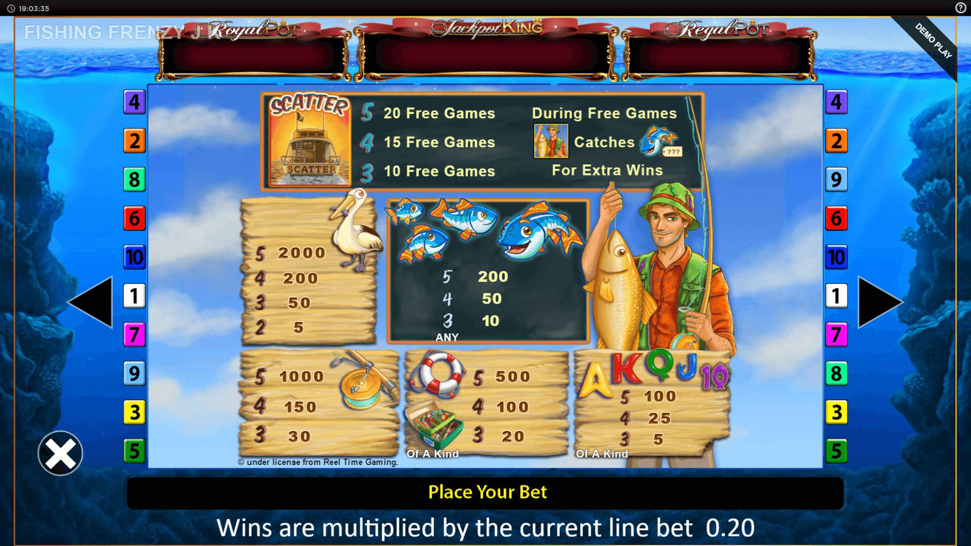 fishin frenzy jackpot king slot machine detail image 0