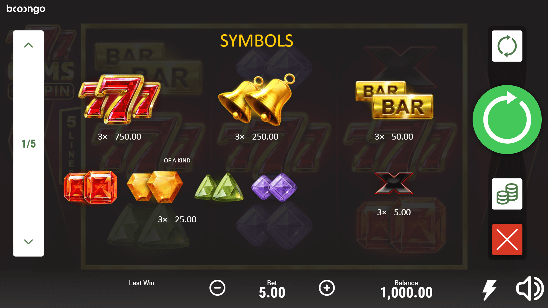 777 gems respin slot machine detail image 0