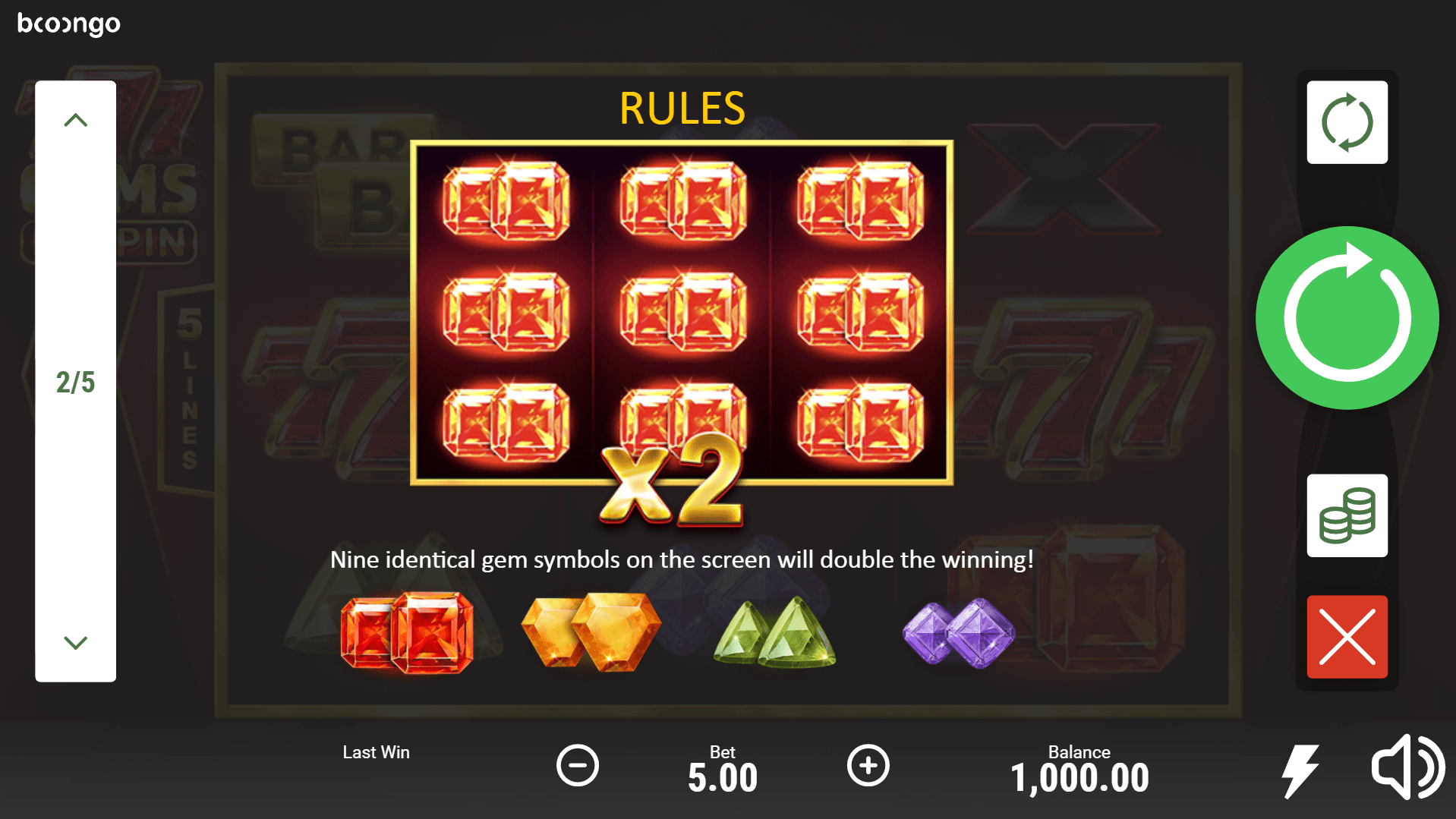 777 gems respin slot machine detail image 1