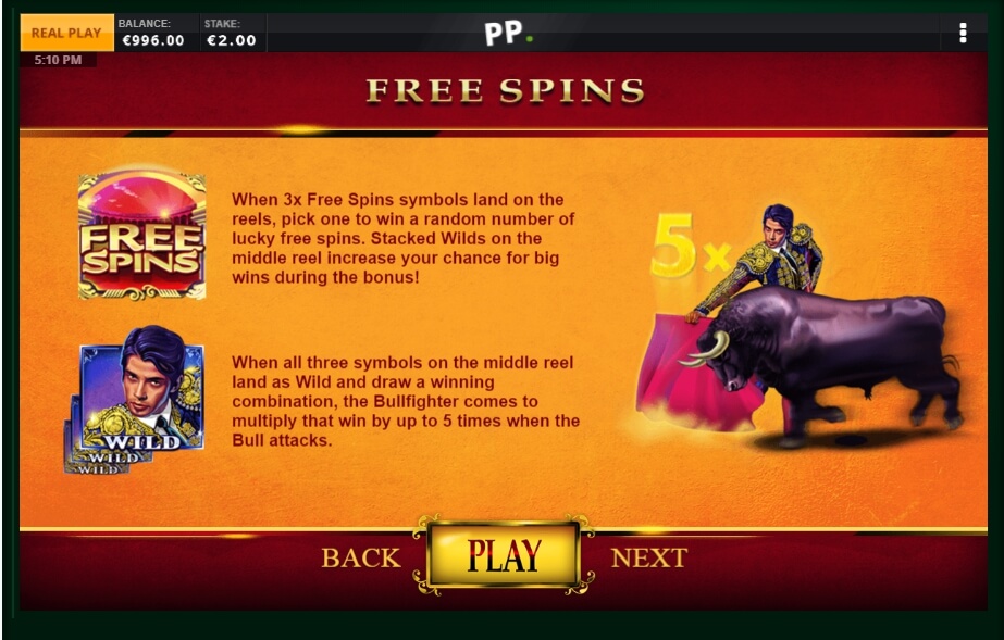 bullfight slot machine detail image 3