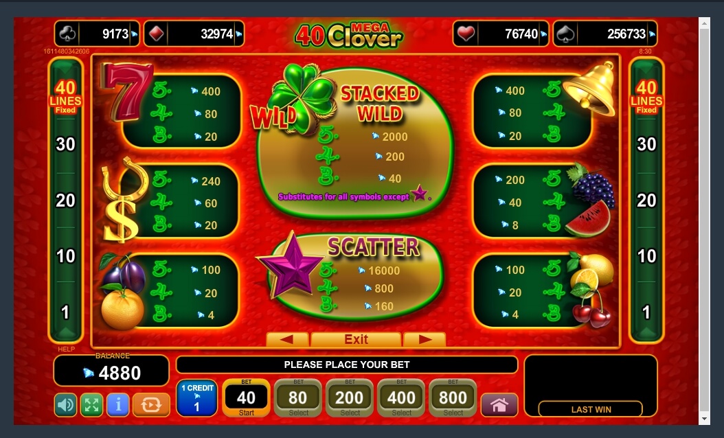 40 mega clover slot machine detail image 3