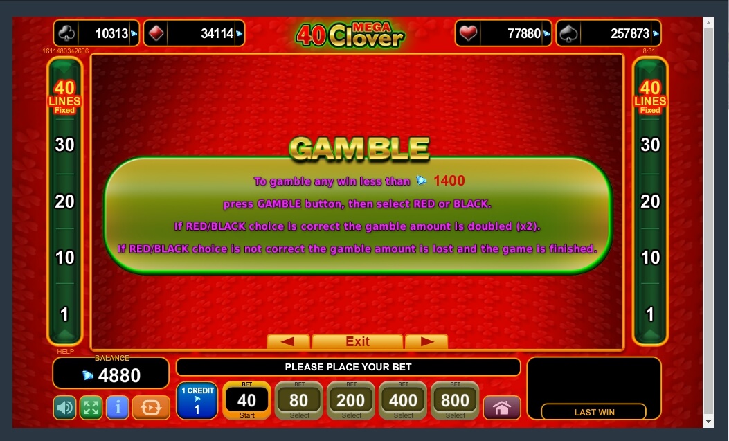 40 mega clover slot machine detail image 2