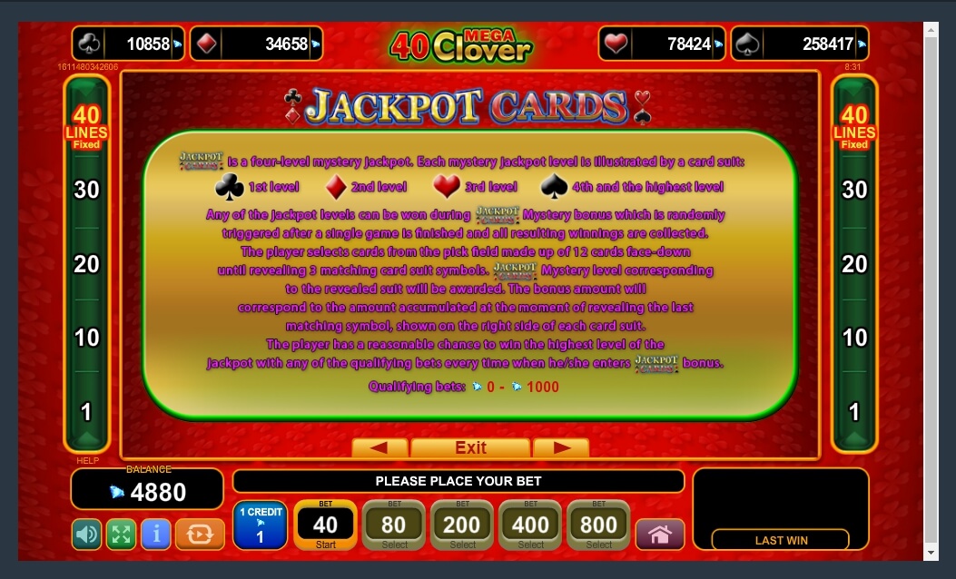 40 mega clover slot machine detail image 1