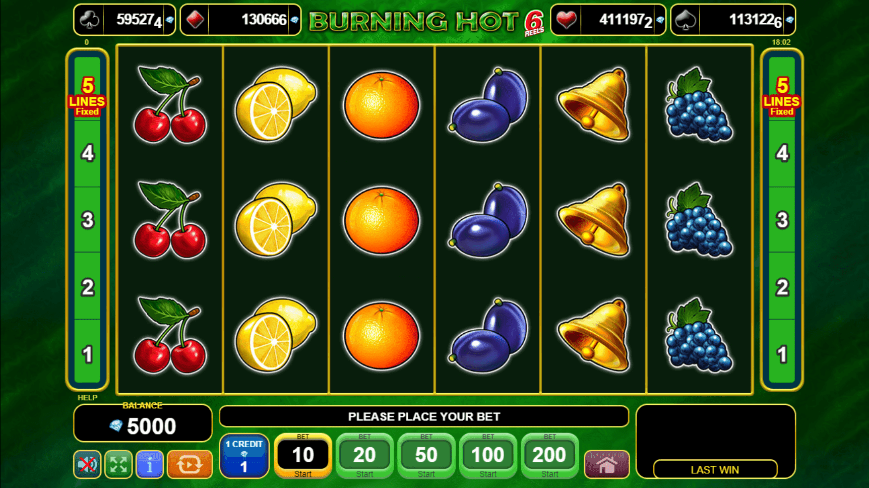 Burning Hot 6 Reels slot play free