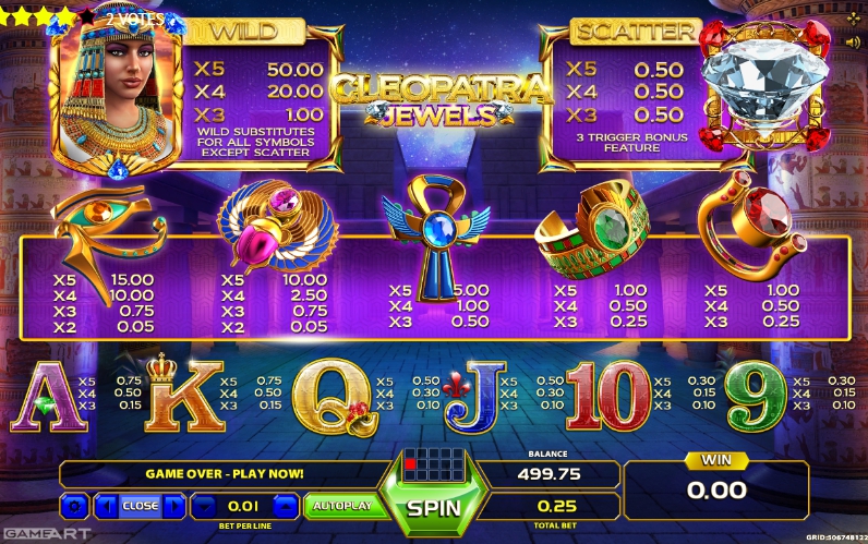 cleopatra jewels slot machine detail image 2