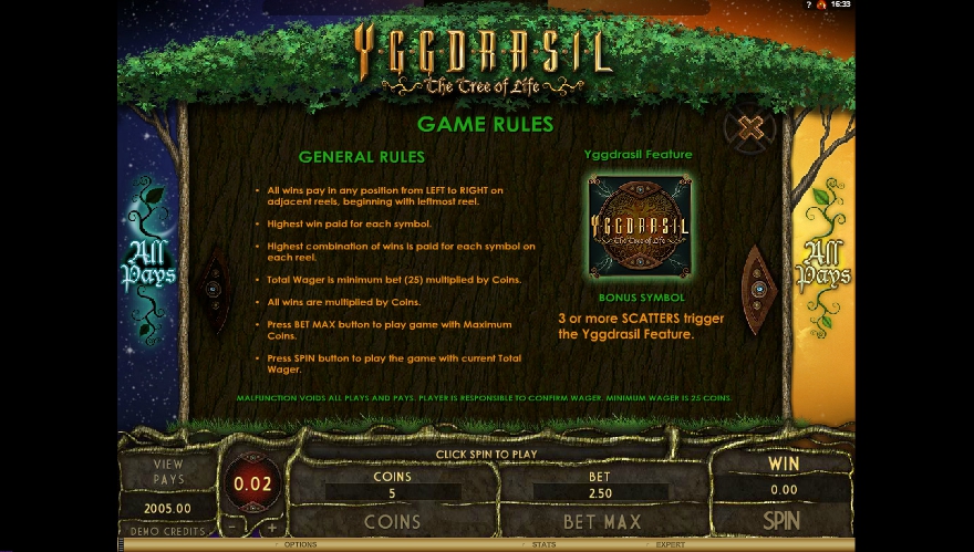 yggdrasil the tree of life slot machine detail image 3