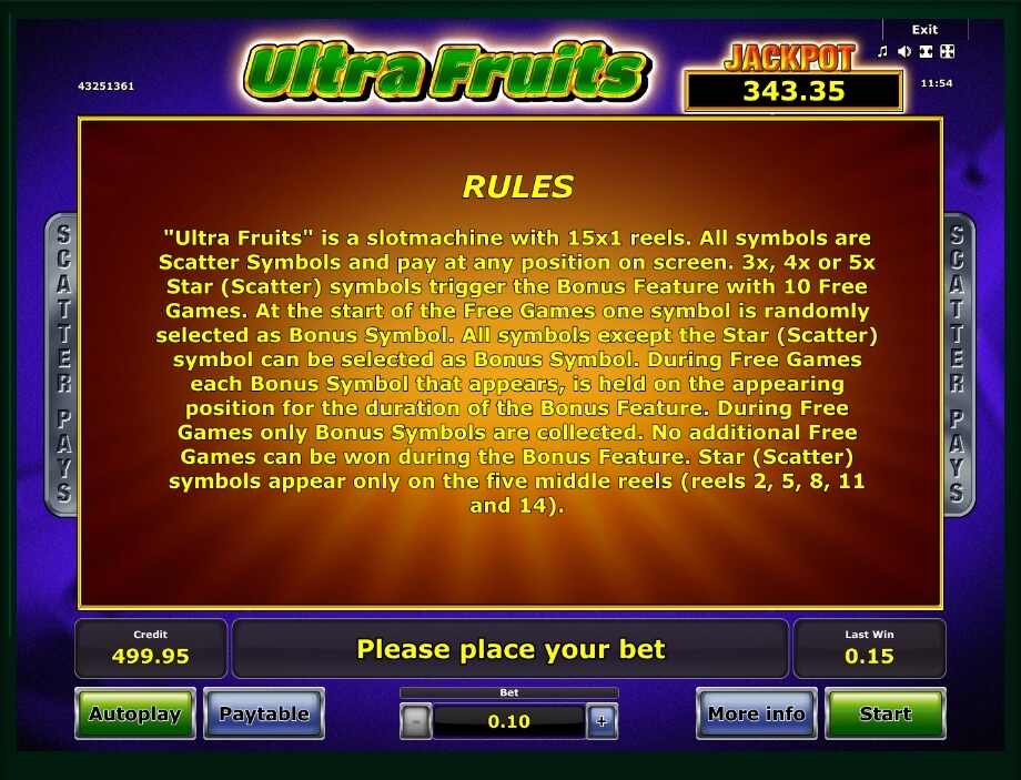 ultra fruits slot machine detail image 4