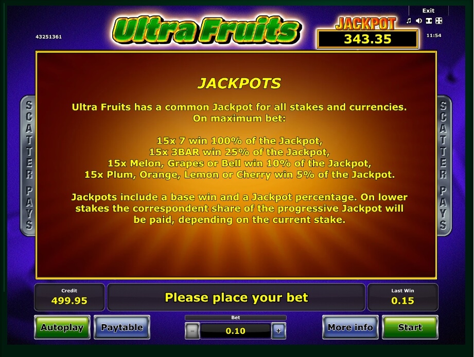 ultra fruits slot machine detail image 3