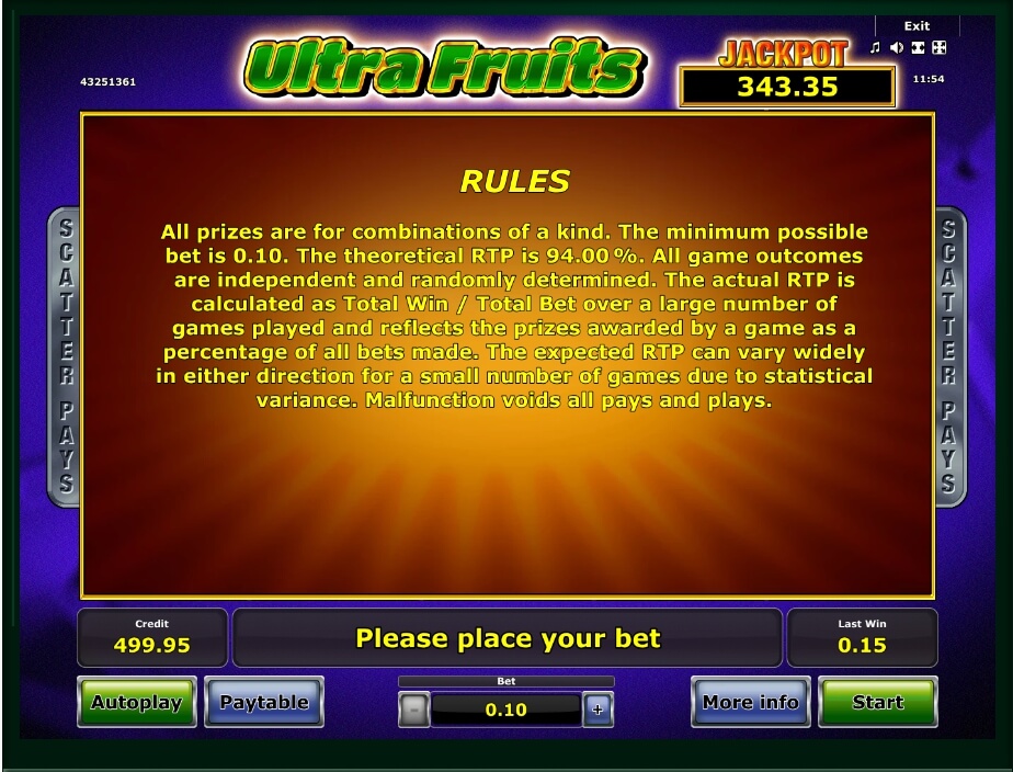 ultra fruits slot machine detail image 2