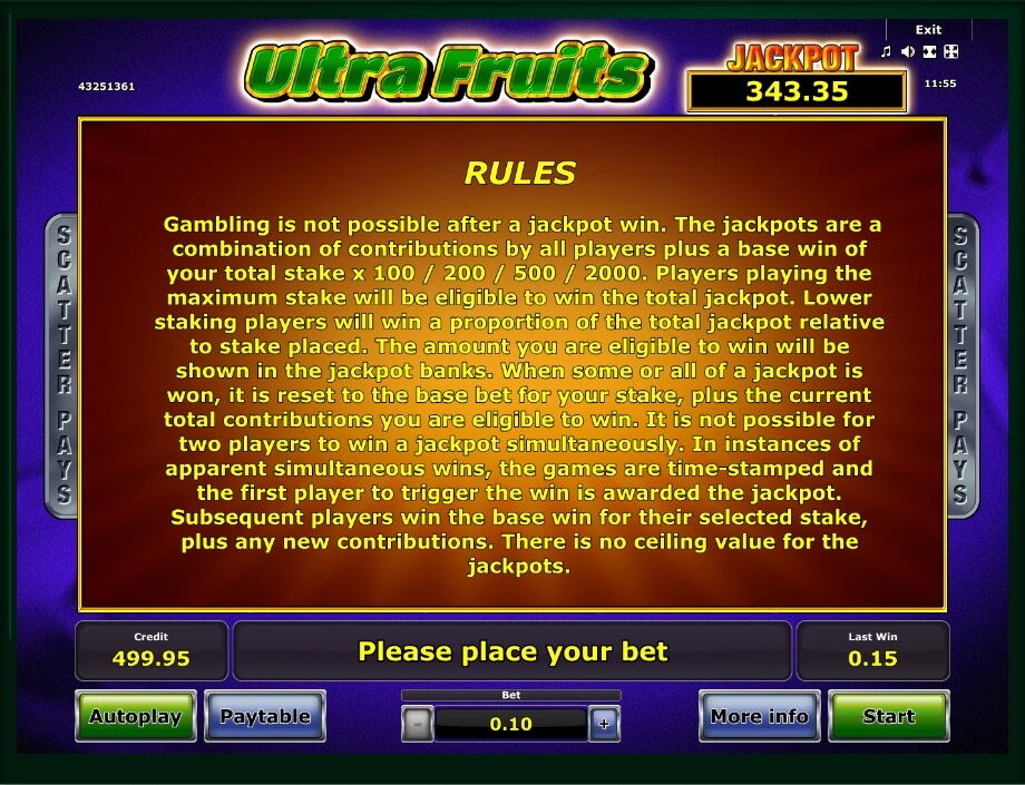 ultra fruits slot machine detail image 1