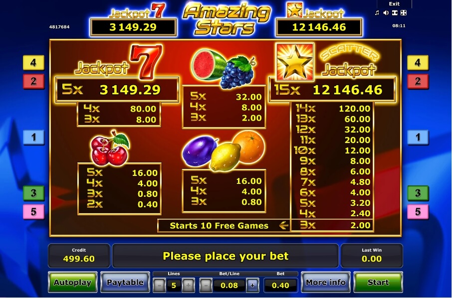 amazing stars slot machine detail image 5