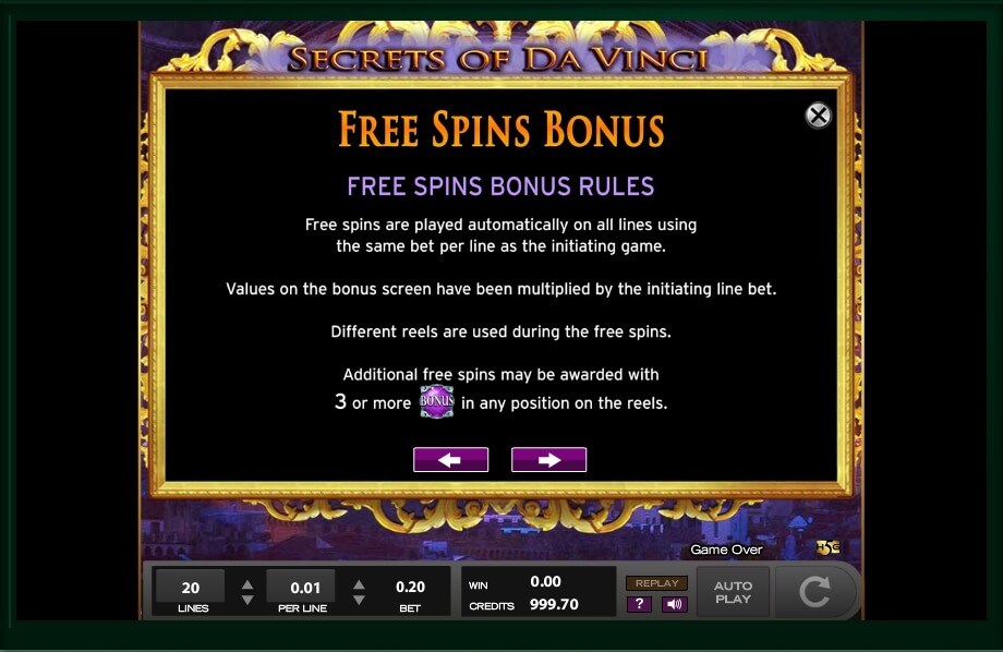 secrets of da vinci slot machine detail image 4