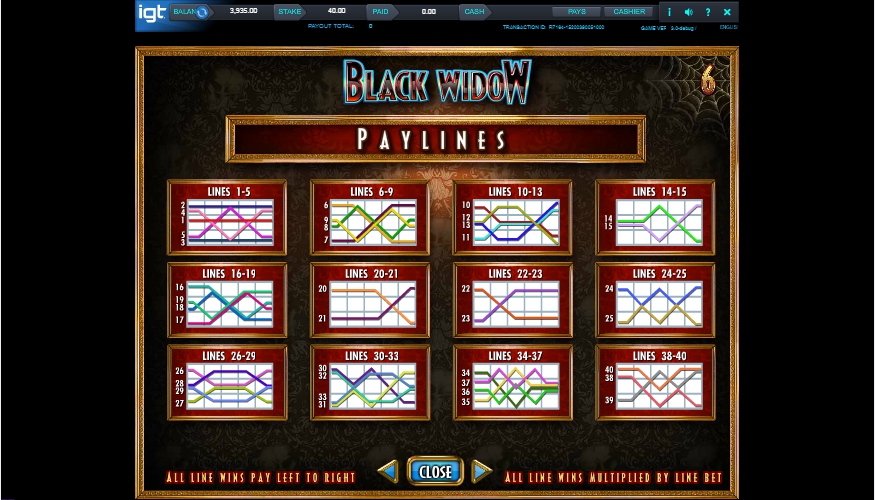 black widow slot machine detail image 1