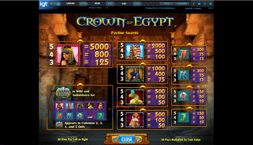 crown of egypt slot machine detail image 5