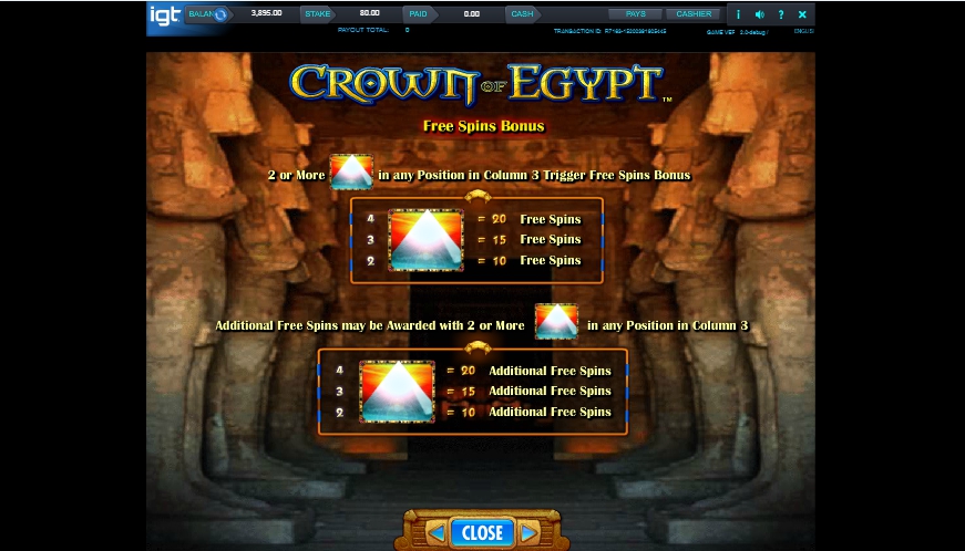 crown of egypt slot machine detail image 4
