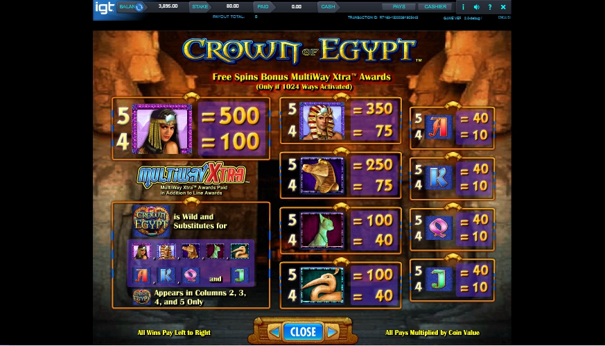 crown of egypt slot machine detail image 3