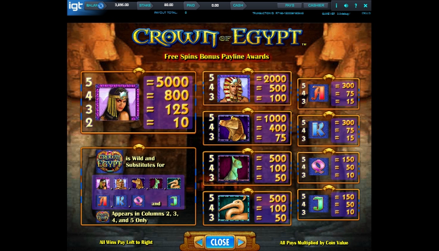 crown of egypt slot machine detail image 2