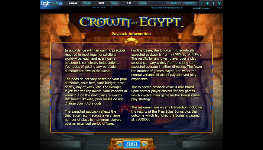 crown of egypt slot machine detail image 0