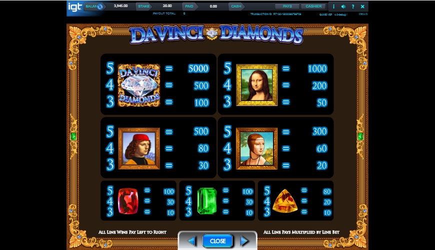 davinci diamonds slot machine detail image 4