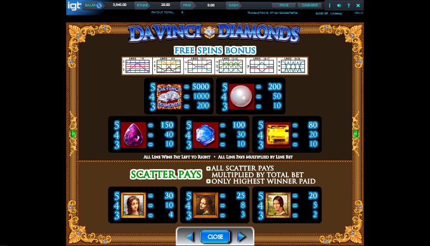 davinci diamonds slot machine detail image 1