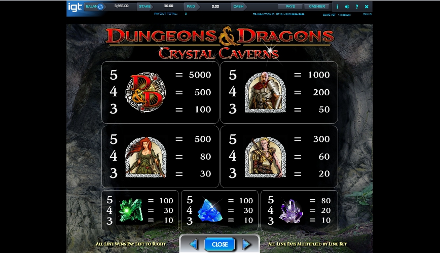 dungeons and dragons: crystal caverns slot machine detail image 4