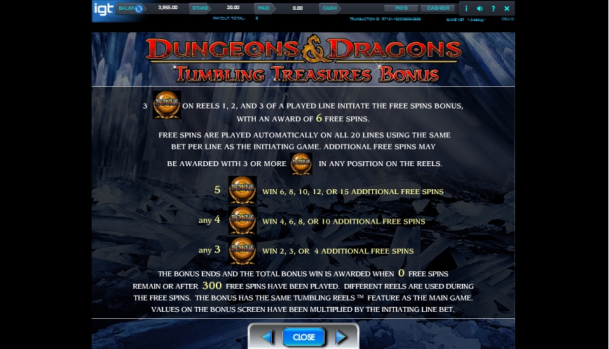 dungeons and dragons: crystal caverns slot machine detail image 2