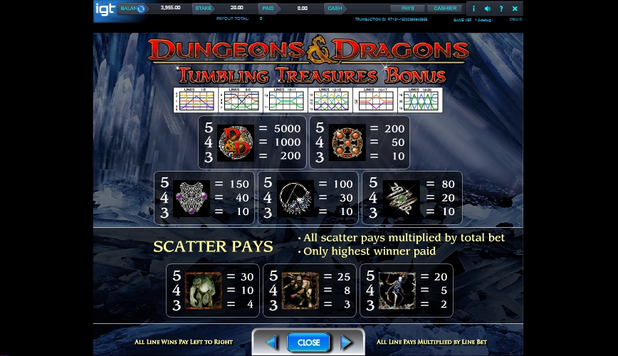 dungeons and dragons: crystal caverns slot machine detail image 1