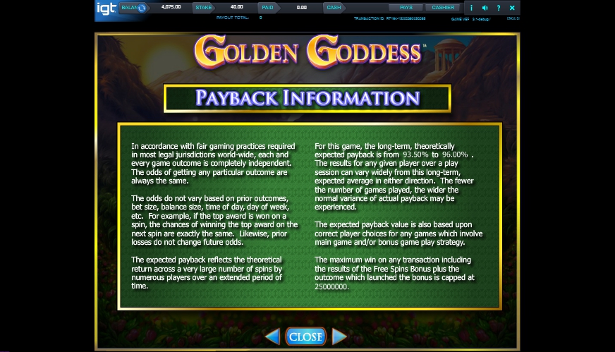 golden goddess slot machine detail image 0