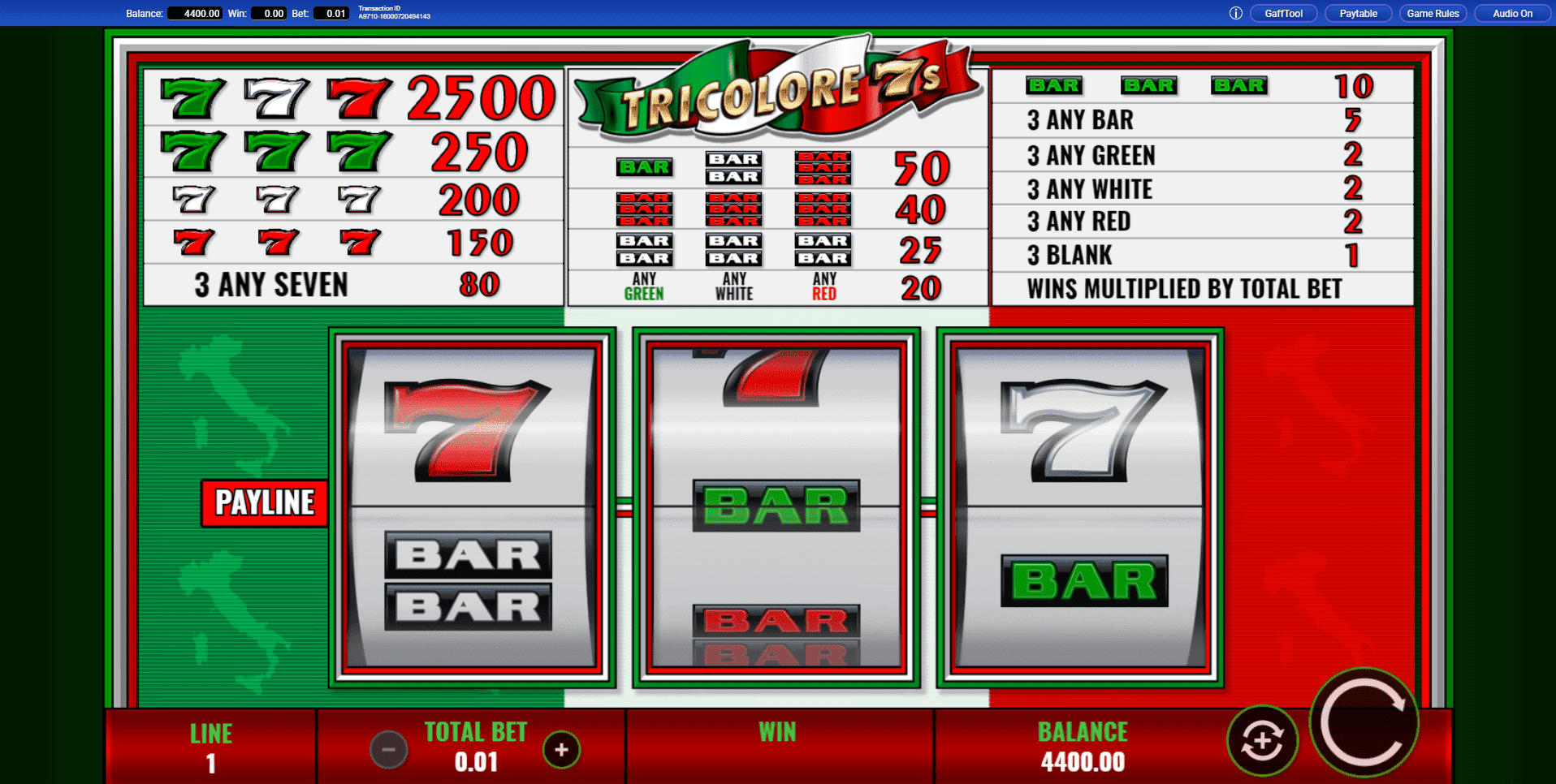 Tricolore 7s slot play free