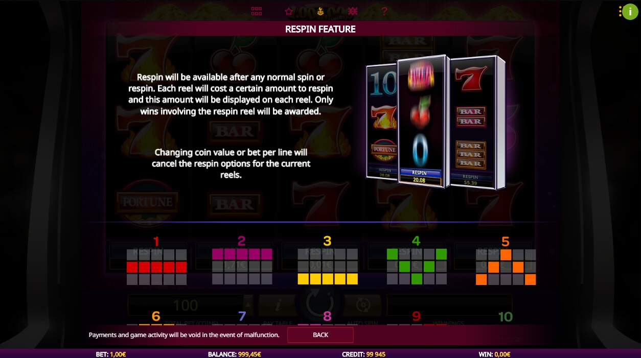 million coins respins slot machine detail image 2