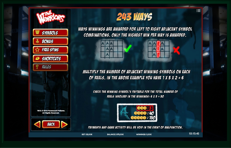 the warriors slot machine detail image 0