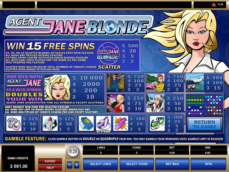 agent jane blonde slot machine detail image 0