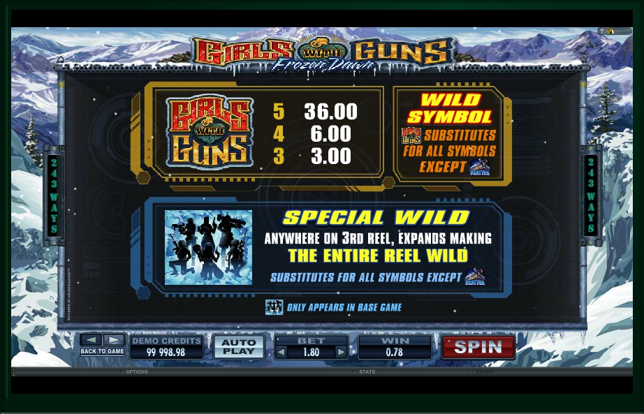 girls with guns frozen dawn slot machine detail image 3