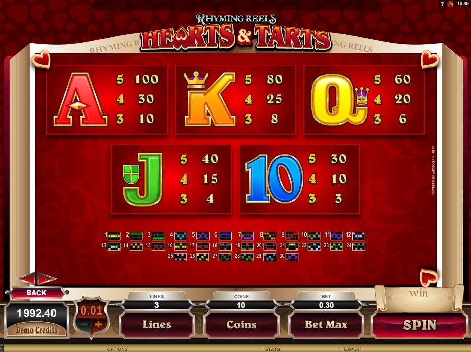 rhyming reels hearts & tarts slot machine detail image 1