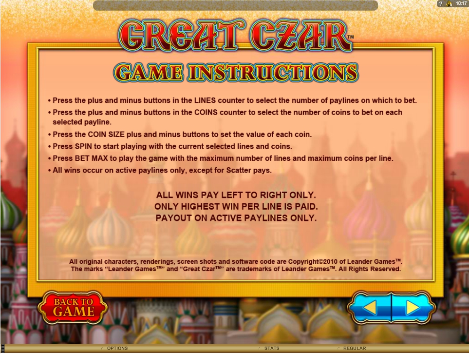 the great czar slot machine detail image 0