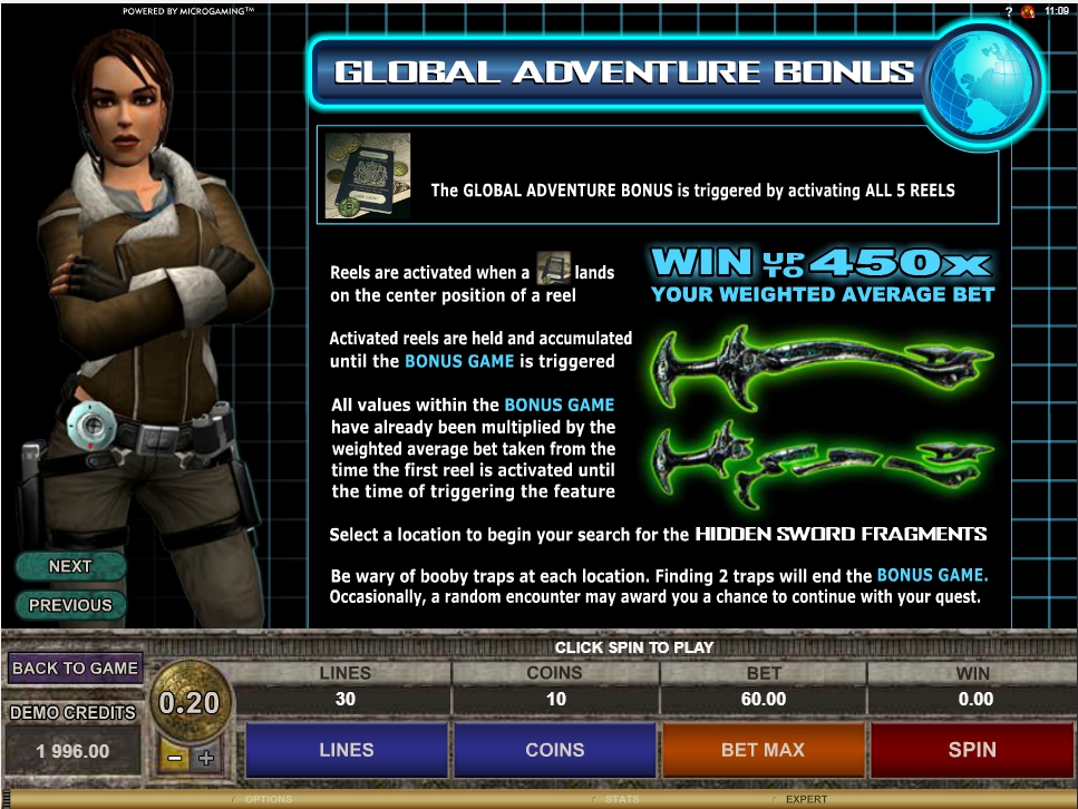 tomb raider secret of the sword slot machine detail image 2